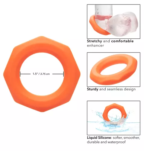 Silicone Cockring Sexagon Alpha 37mm Orange – 4/8