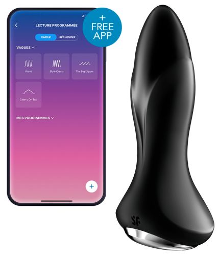 Vibrirendes vernetztes Plug Rotator Plug Satisfyer 10 x 4cm Schwarz