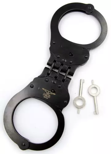 Handschellen aus Metall Cuff Hinged Schwarz – 1/4