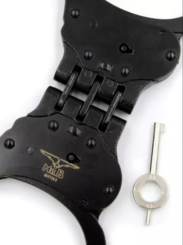 Handschellen aus Metall Cuff Hinged Schwarz – 3/4