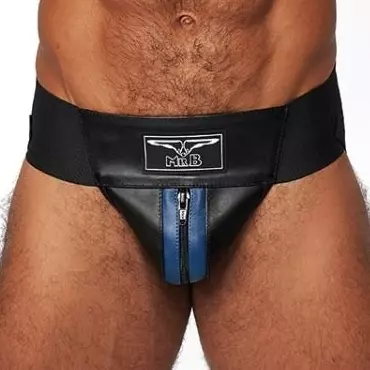 Jockstrap aus Leder Mister B Schwarz-Blau – 1/5