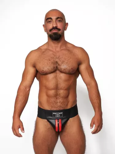 Jockstrap aus Leder Mister B Schwarz-Rot – 3/5
