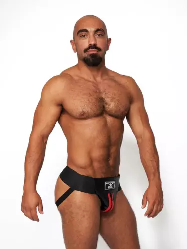 Jockstrap aus Leder Mister B Schwarz-Rot – 4/5