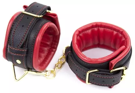 Gepolsterte Handgelenkfesseln Thicken Schwarz-Rot – 1/2