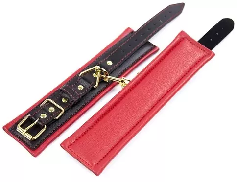 Gepolsterte Handgelenkfesseln Thicken Schwarz-Rot – 2/2