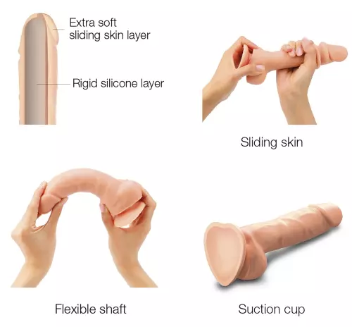Realistischer Dildo Sliding Skin Strap-On-Me S 13 x 3,7cm – 5/7