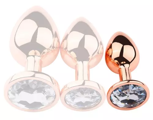 Anal-Schmuckplug PinkyGold S 6.5 x 2.7cm transparentes Juwel – 2/4