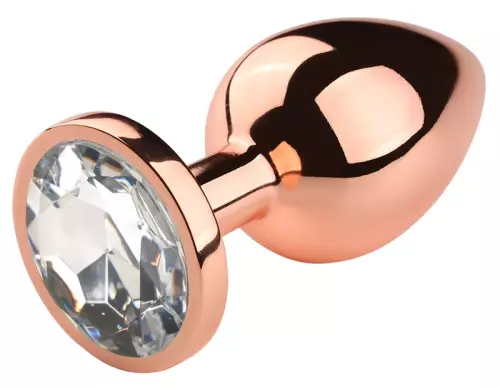 Anal-Schmuckplug PinkyGold S 6.5 x 2.7cm transparentes Juwel – 3/4