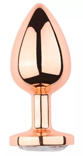 Anal-Schmuckplug PinkyGold M 7.5 x 3.3cm transparentes Juwel – 4/4