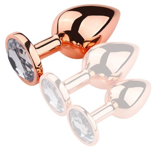 Jeweled Anal Plug PinkyGold L 8.5 x 4cm Transparent Jewel