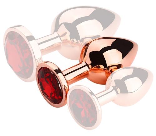 Jeweled Anal Plug RedGold M 7.5 x 3.3cm Red Jewel