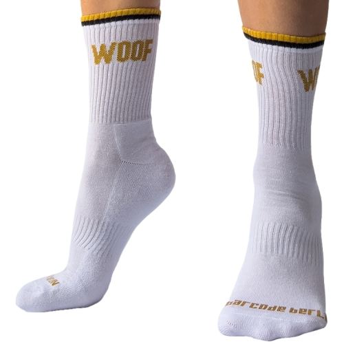Woof Barcode White Socks
