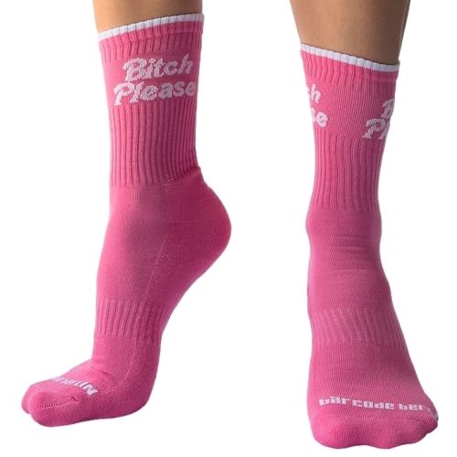 Bitch Please Pink Socks Barcode