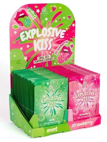 Pack of 48 Explosive Kiss Sparkling Powder Sweets Mint and Strawberry