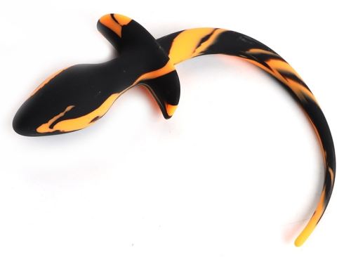 Plug Hondenstaart Dog Tail 7.5 x 3.1cm Zwart-Oranje
