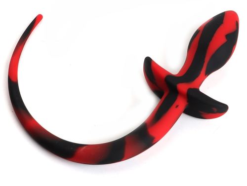 Plug Hondenstaart Dog Tail 7.5 x 3.1cm Zwart-Rood