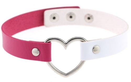 Heart Duo Choker Fuchsia-White