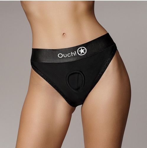 Vibrating Strap-On Hipster Briefs Black
