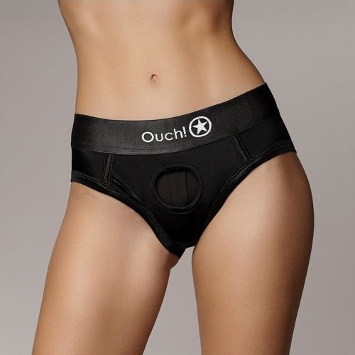 Vibrating Strap-On High Cut Brief Briefs Black