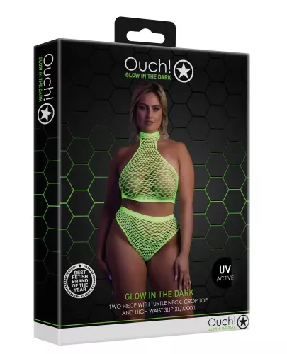 Set Bustier und Slip Netzstoff Neongrün – 11/14