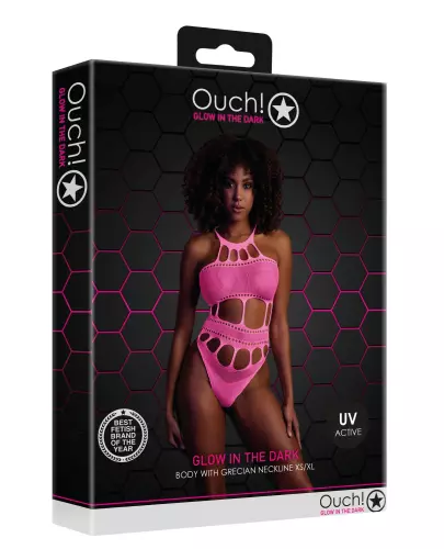 Body mit griechischem Ausschnitt Neonrosa – 5/14