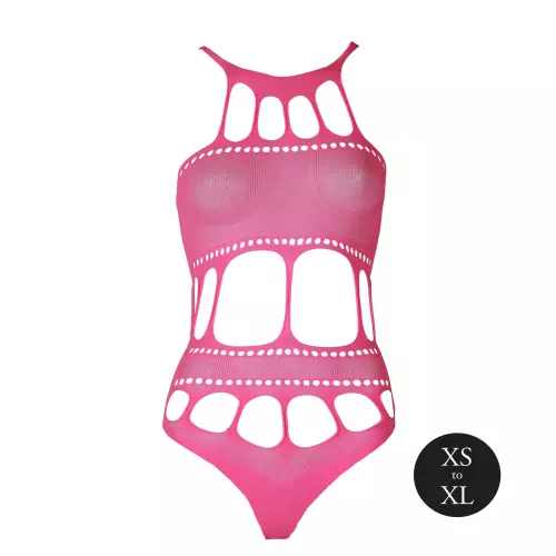 Body mit griechischem Ausschnitt Neonrosa – 7/14