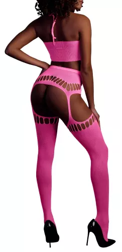 Set Rückenfreier Bustier und Strumpfhalter 2-teilig Neonrosa – 2/14