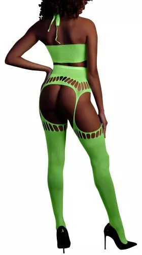 Set Rückenfreier Bustier und Strumpfhalter 2-teilig Neongrün – 2/14