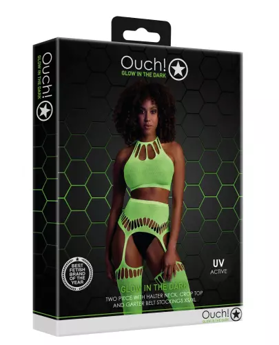 Set Rückenfreier Bustier und Strumpfhalter 2-teilig Neongrün – 5/14