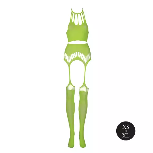 Set Rückenfreier Bustier und Strumpfhalter 2-teilig Neongrün – 9/14