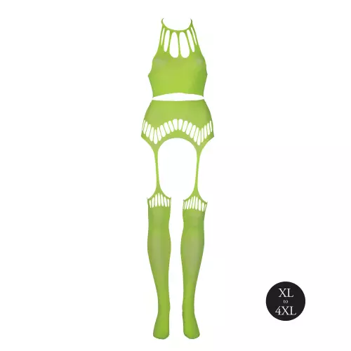 Set Rückenfreier Bustier und Strumpfhalter 2-teilig Neongrün – 11/14