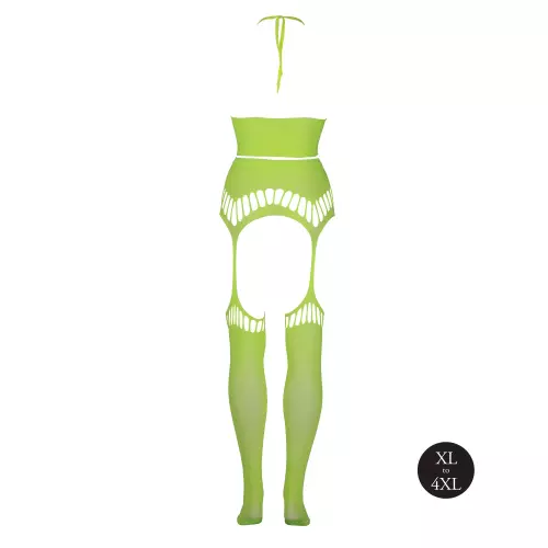 Set Rückenfreier Bustier und Strumpfhalter 2-teilig Neongrün – 12/14