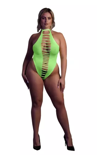 Body mit Ausschnitt im Schritt und rückenfrei Neongrün – 3/14