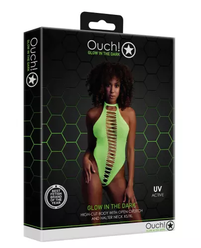 Body mit Ausschnitt im Schritt und rückenfrei Neongrün – 5/14