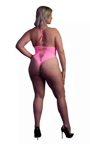 Body mit Ausschnitt im Schritt und rückenfrei Neonrosa – 4/14