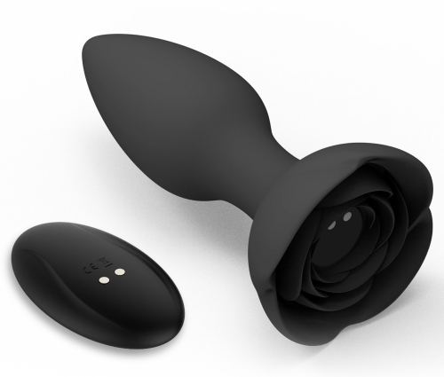 Vibrating Jewel Plug Rose 10 x 4cm Black