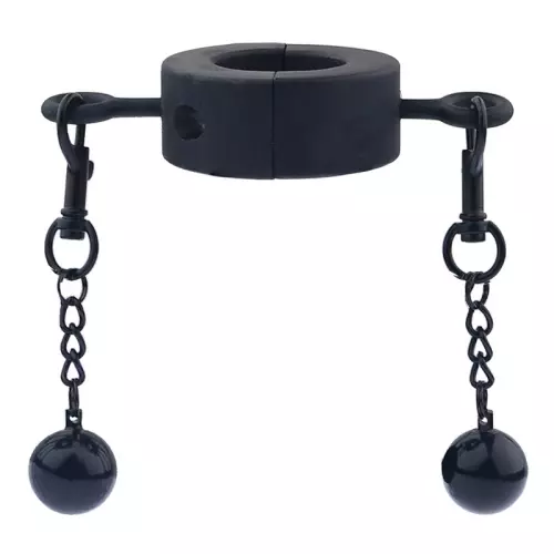 Ballstretcher aus Metall mit Kugeln Testicle M 32mm - Höhe 20mm - Gewicht 435g Schwarz – 1/2