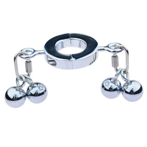 Big Testicle M Metal Ballstretcher with 4 Balls 32mm - Height 20mm - Weight 640g Silver