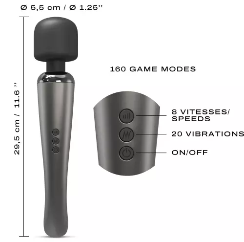 Wand Megawand Dorcel - Kop 55mm Zilver – 7/7