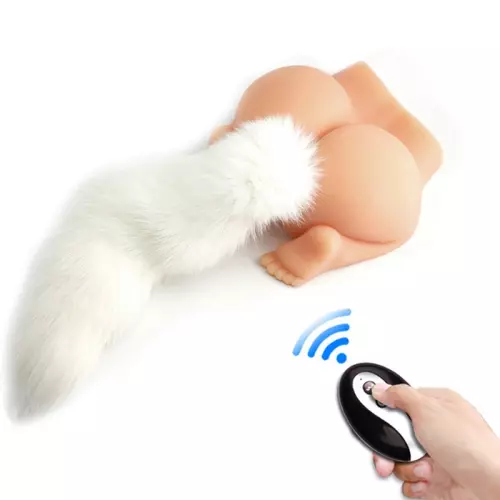 Vibrierende Schwanz Plug FOX TAIL VIBE 6,5 x 3,2cm - Schwanz 40cm Weiß – 2/2