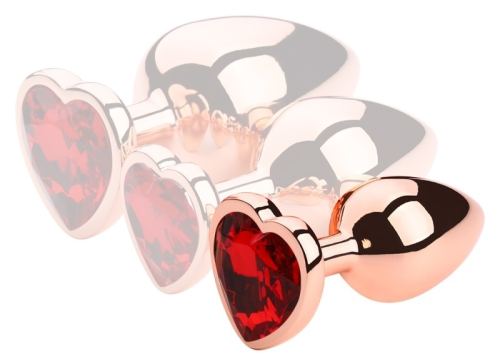 Gold Heart S Anal Jewel Plug 6 x 2.7 cm Red