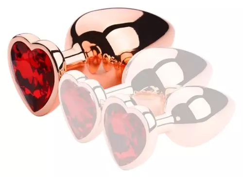 Analer Schmuck Plug Gold Heart L 8 x 4,1cm Rot – 1/2