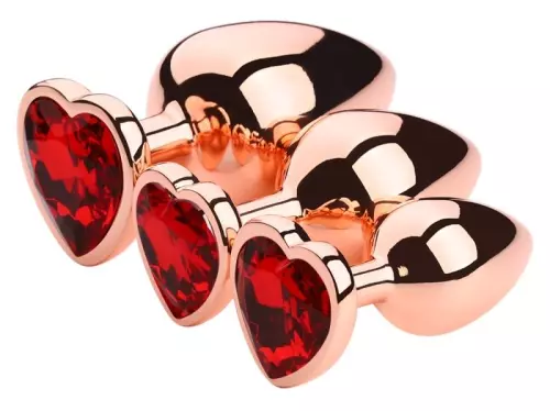 Analer Schmuck Plug Gold Heart L 8 x 4,1cm Rot – 2/2