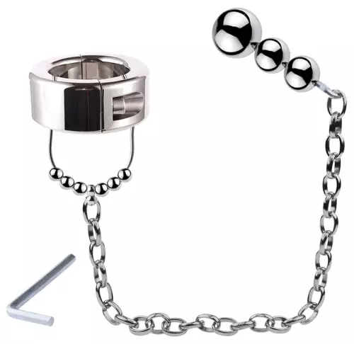 Hodenringspanner aus Metall mit Analbutter-Plug Kugeln CBT 36mm Plug 6 x 2,5cm – 1/2