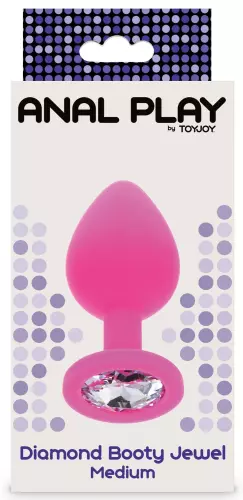 Plug Bijou Diamond Booty M 7 x 3,5cm Rose – 2/4