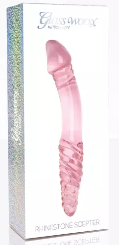 Glaspenis Rhinestone Scepter 23 x 3,6cm Rosa – 2/7