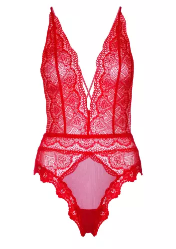 Body Deep-V Lace Rood – 9/9