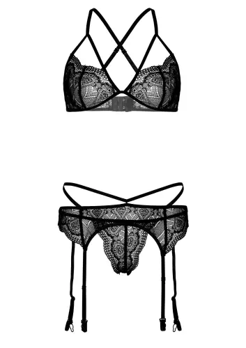 Set Heart Lace Garter 4-Delig Zwart – 7/7