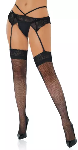 Netzstrümpfe Lace Schwarz – 1/10