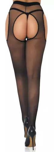 Strumpfhose mit rückseitiger Öffnung Satin Touch Suspender Schwarz – 2/10